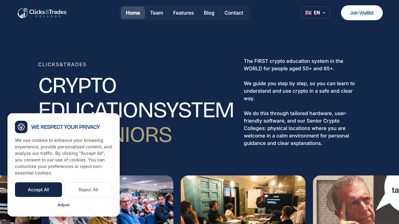 The homepage of Clicks and Trades, offering beginner-friendly market insights.