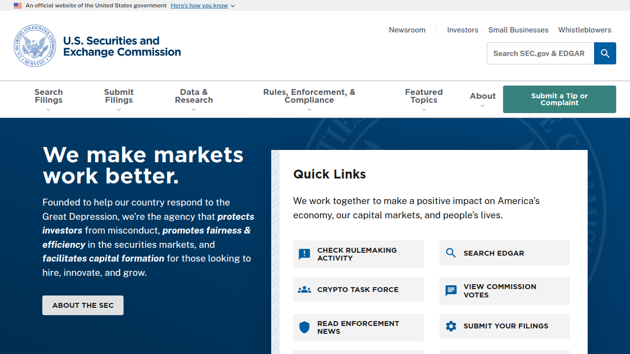 The official website of the U.S. Securities and Exchange Commission (SEC), a primary source for investor education and protection.